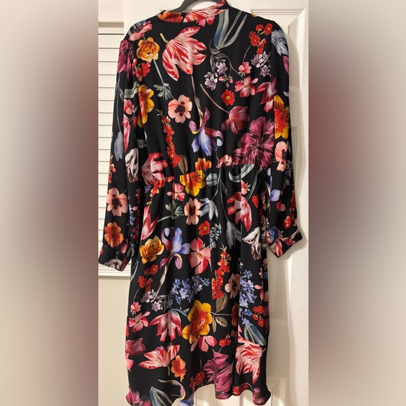 J Crew TIE-NECK MIDI DRESS IN MIDNIGHT DUTCH FLORAL, Size 14 - Picture 3 of 4
